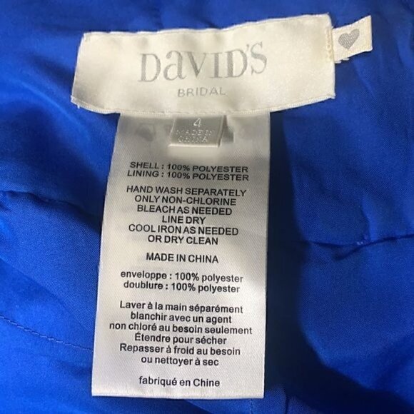 David's Bridal Faux-Wrap Pleated Chiffon Bridesmaid Dress Sz 4 Blue STYLE#F19585 - Picture 8 of 13